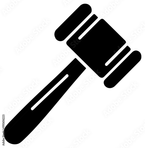 Black silhouette of a sledgehammer isolated on white background symbolizing power and strength in a simple iconic graphic design