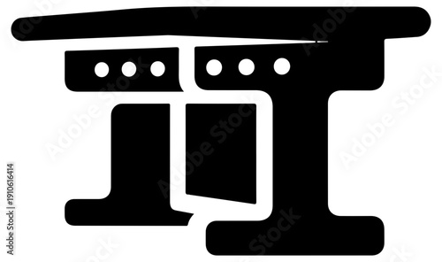 Black steel i beam icon for construction and architecture designs