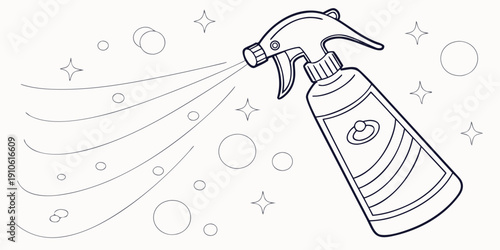 A spray bottle releasing a fine mist of liquid droplets in mid-air