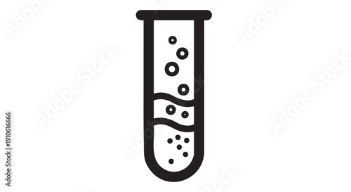 Laboratory Test Tube with Layered Liquid and Bubbles Illustration