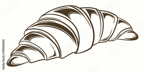 A beautifully drawn croissant showcasing its flaky, buttery layers and golden-brown crust.