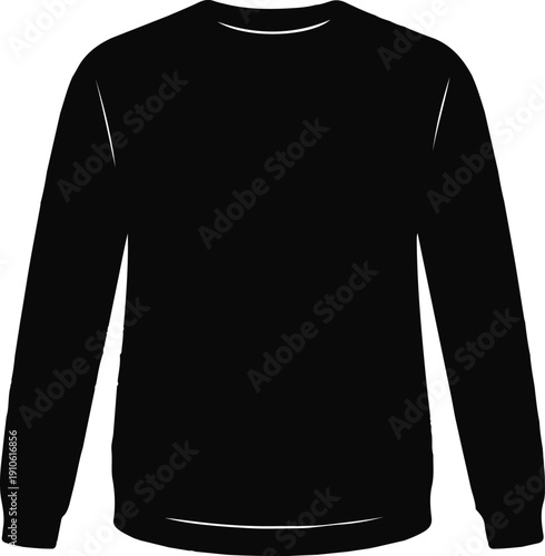 Simple black long sleeve tshirt mockup isolated on transparent background for design purposes