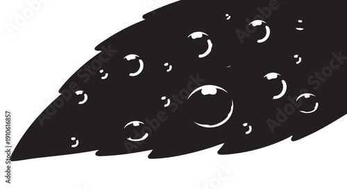 Close-up illustration of water droplets on a leaf, showcasing nature's serenity and beauty in a simple yet captivating visual representation.