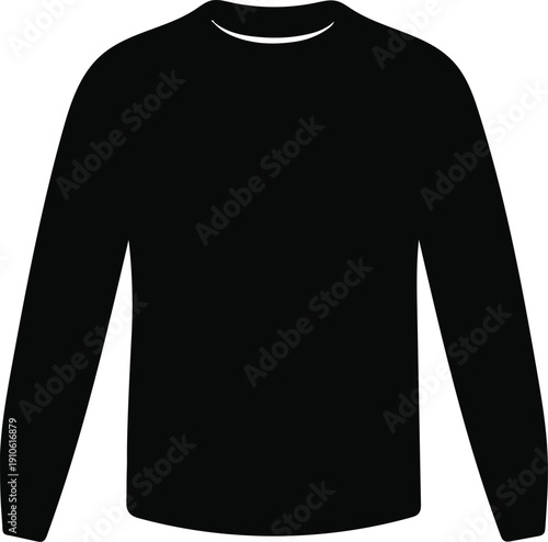Simple black long sleeve tshirt isolated on a white background for fashion or clothing concepts