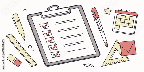 A colorful array of school supplies neatly arranged on a white background