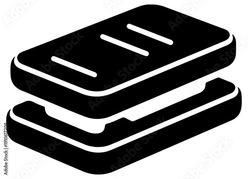 Black filled icon of aerobic step platform for fitness and exercise isolated on white background for graphic design