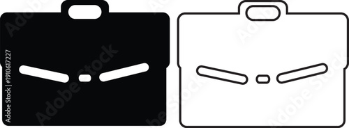 Black and white briefcase icons side by side luggage business