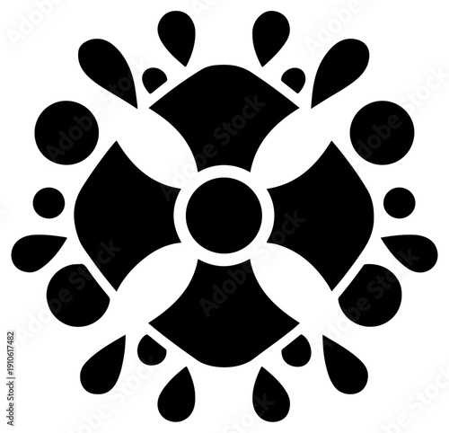 Black filled icon of an explosive blast hazard warning symbol on white background