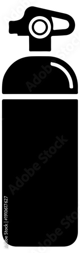 Black oxygen tank cylinder icon isolated on white background for medical or industrial use