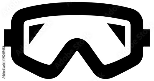 Black protective safety goggles icon on white background for industrial or sports use