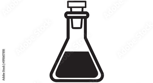 Laboratory Erlenmeyer Flask Filled with Dark Liquid Illustration