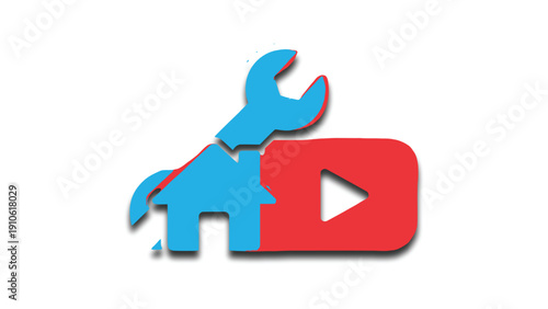 Home repair and video channel settings icon, creative service symbol