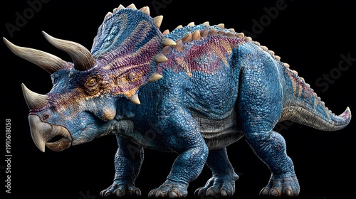 Artistic 3D Rendering of an Ancient Nedoceratops Dinosaur with Emphasis on Intricate Details