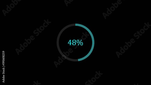 A dynamic circle loading illustration and loading to completed 1 to 48% illustration. Download progress loading circle beautiful 4k illustration.