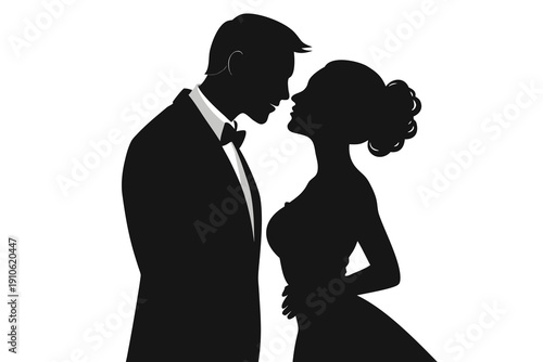 silhouette of bride and groom