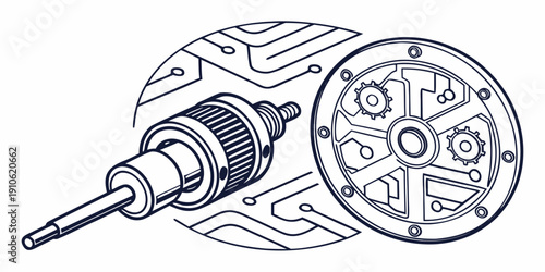 A detailed diagram of a planetary gear system with a central sun gear and surrounding planet gears