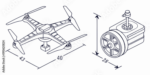 Aerial drone and ground robot with detailed dimensions and specifications