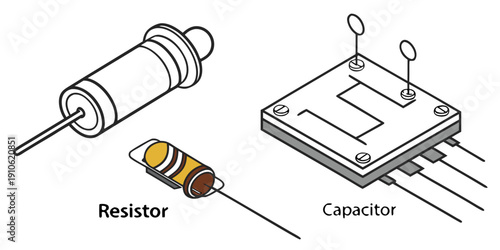 Diagram of electronic components including a resistor and capacitor