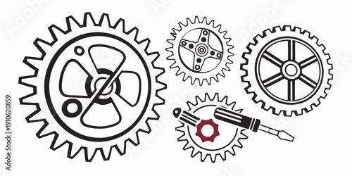 Intricate mechanical gears and components in a complex arrangement