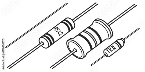Three different types of resistors displayed on a white background.
