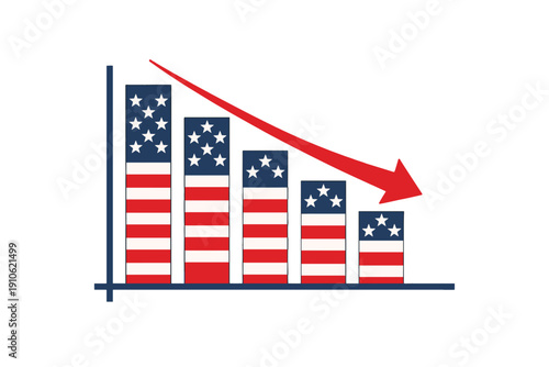 Economic downturn in united state, visualized with a graph in a decline