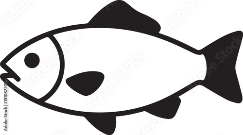 A simple line drawing of a fish, presenting its elegant form in a minimalist style.