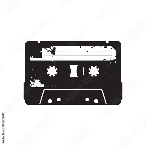 Retro Audio Cassette Tape Icon Minimalist Music Style