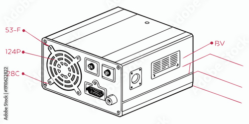 A diagram of a computer case with various power supply unit connections.