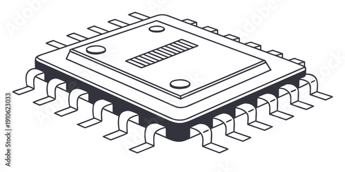 A detailed illustration of an integrated circuit with multiple pins
