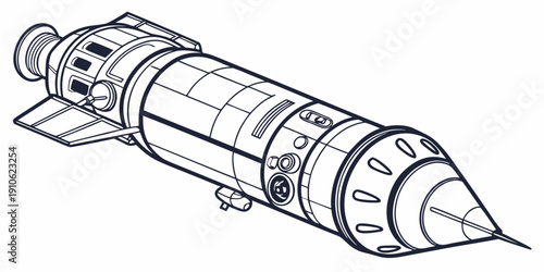 A detailed illustration of a vintage rocket ship with intricate design elements.