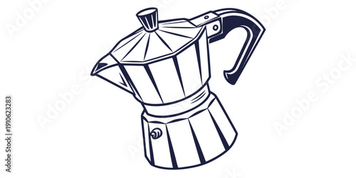 A classic stovetop espresso maker with a vintage design and a shiny metallic finish.