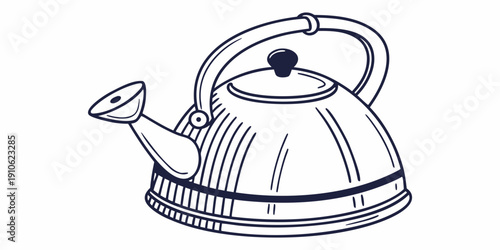 A vintage style watering can with a long spout and a handle on top.