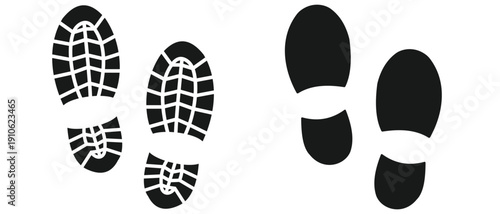 Shoeprint, Footprint step black silhouette icon white background. Army shoeprint and running concept design vector design. footprint vector illustration.