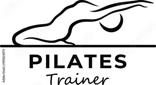 A sleek minimalist logo design representing pilates exercise and physical well-being for health studios