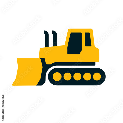 Flat Vector Icon of Crawler Bulldozer
