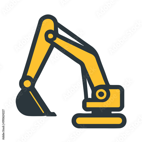 Flat Vector Icon of Excavator Arm