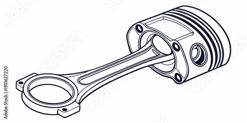 A detailed illustration of a piston and connecting rod assembly from an engine