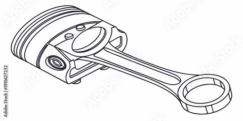 A detailed illustration of a piston connecting rod used in internal combustion engines.