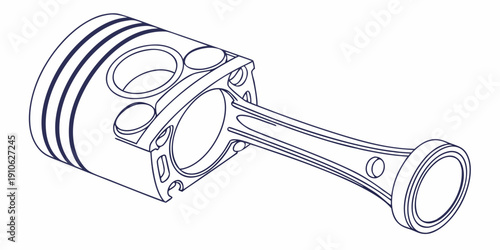 A detailed diagram of a piston and connecting rod assembly for an internal combustion engine