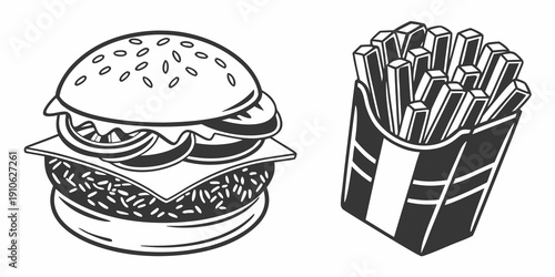 A delicious burger with fries, a classic fast food combination.