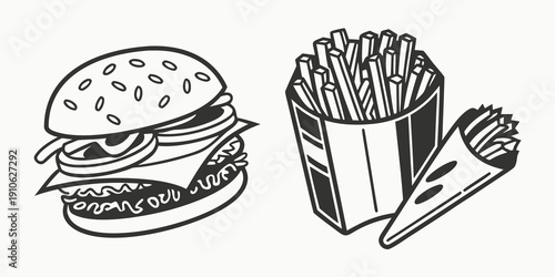 A delicious cheeseburger with a side of crispy french fries and a fork