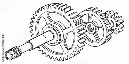 Detailed diagram of a mechanical gear system with interconnected components.