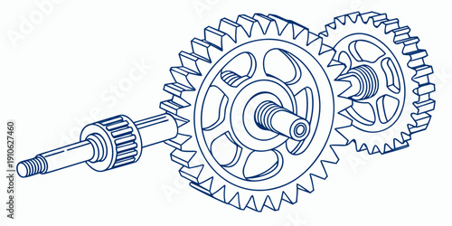 Close-up view of a complex mechanical gear system with multiple interlocking components