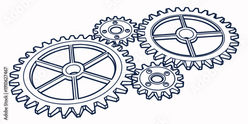 Intricate mechanical gears in a complex interlocking arrangement