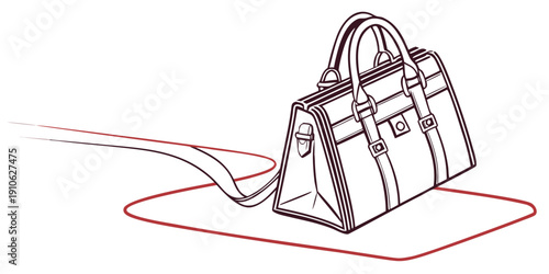 A stylish handbag with a long strap lying on the floor