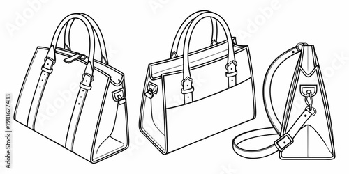 Three stylish handbags with unique designs and practical features