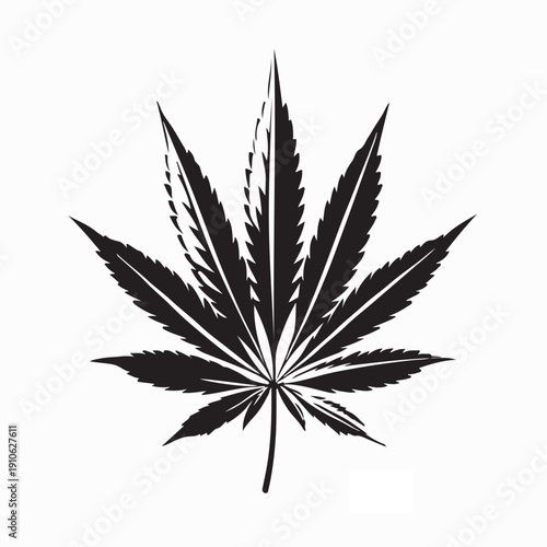 Black Cannabis Leaves. Marijuana leaf Black and White vector