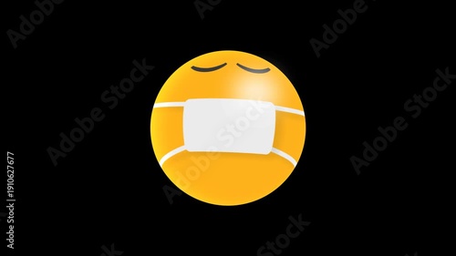 3D animated emoticons. Medical Mask emoji (with alpha channel)