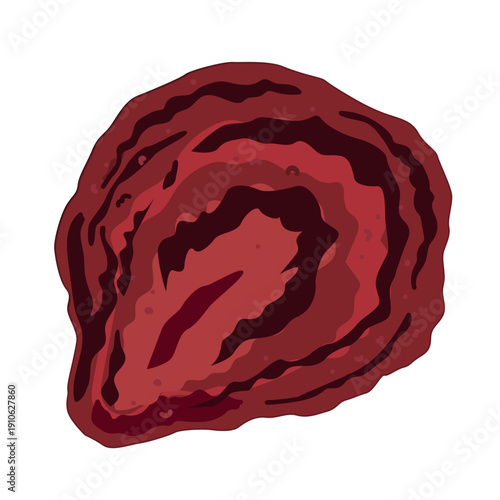 Beet dried chip, a baked thinly slice of beetroot, vector illustration isolated on white.