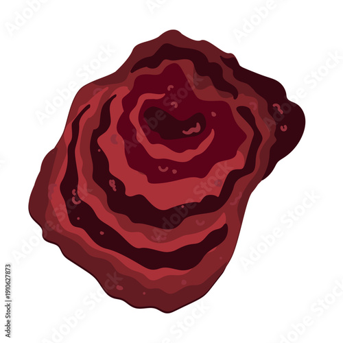 Beet dried chip, a baked thinly slice of beetroot, vector illustration isolated on white.